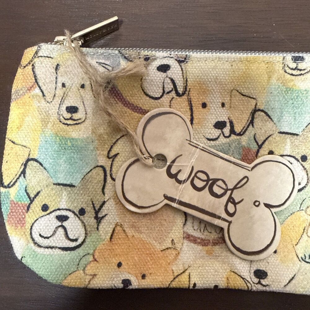 Molly & Rex Travel Zipper  Pouch Canvas Pencil Bag Accessory With Dogs Puppies - Picture 4 of 10